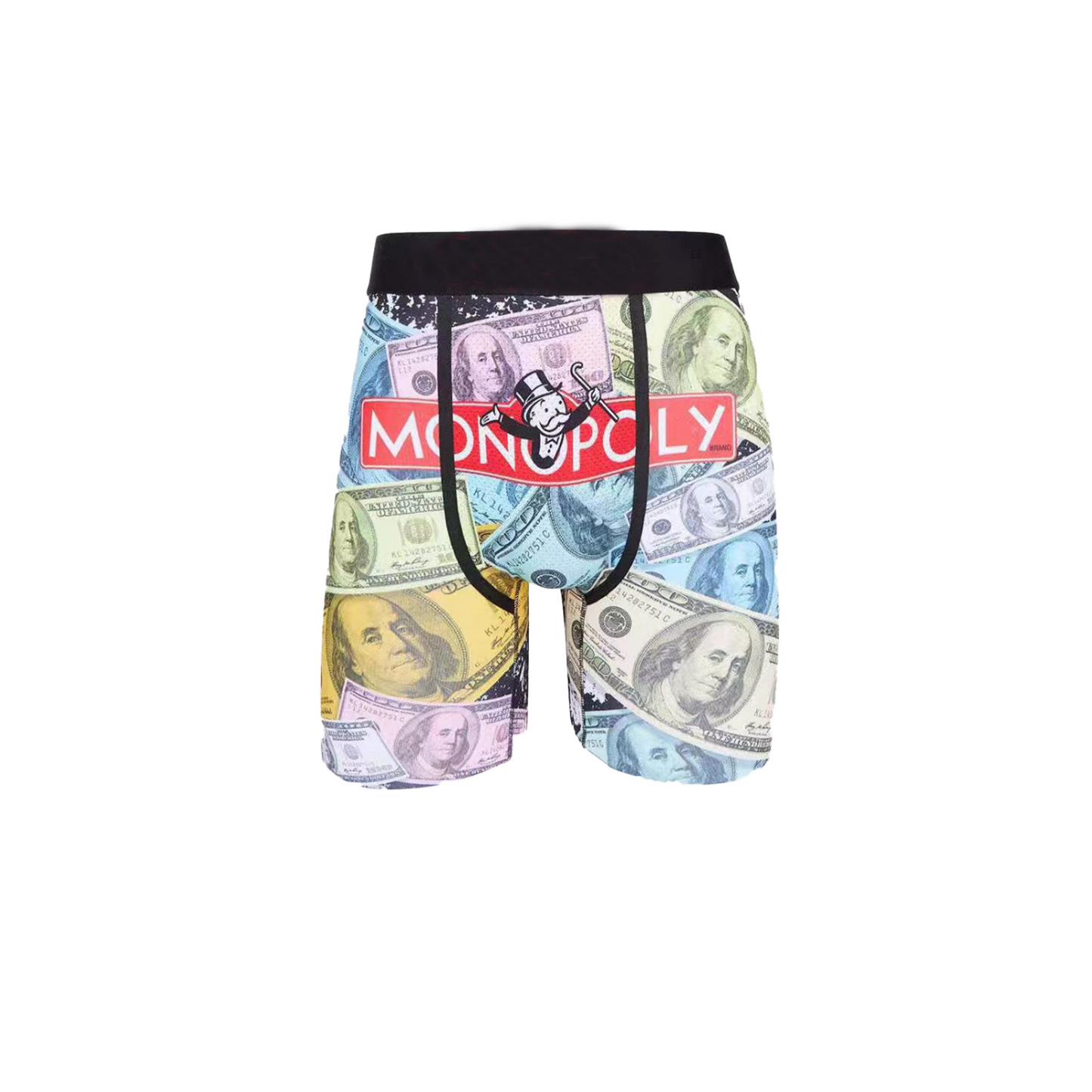 Men's boxers printed with colorful banknotes