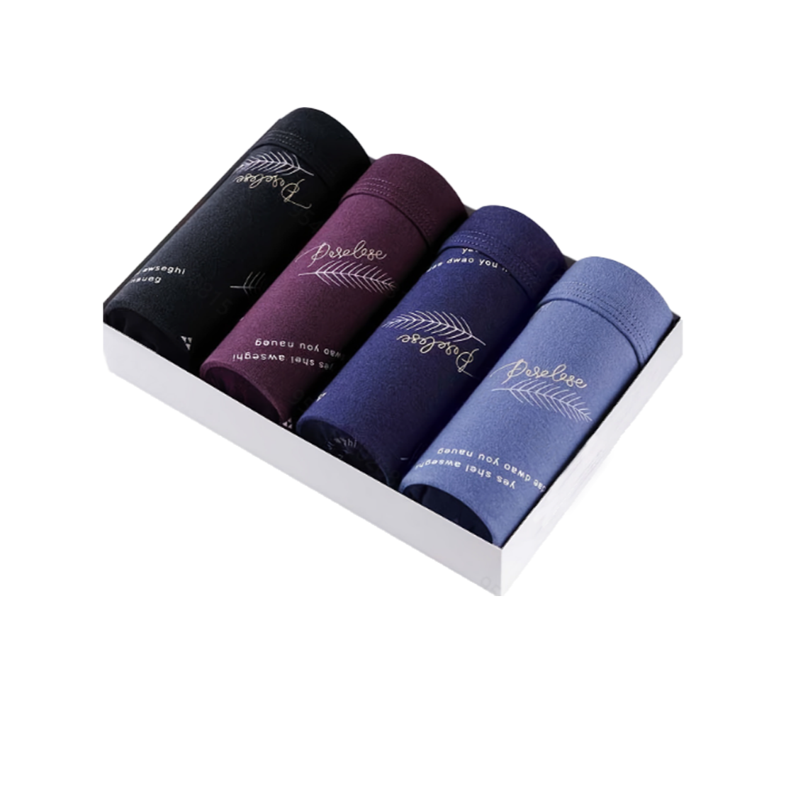 Large Feather and Letter Print Men's Underwear ( 4pcs/pack)