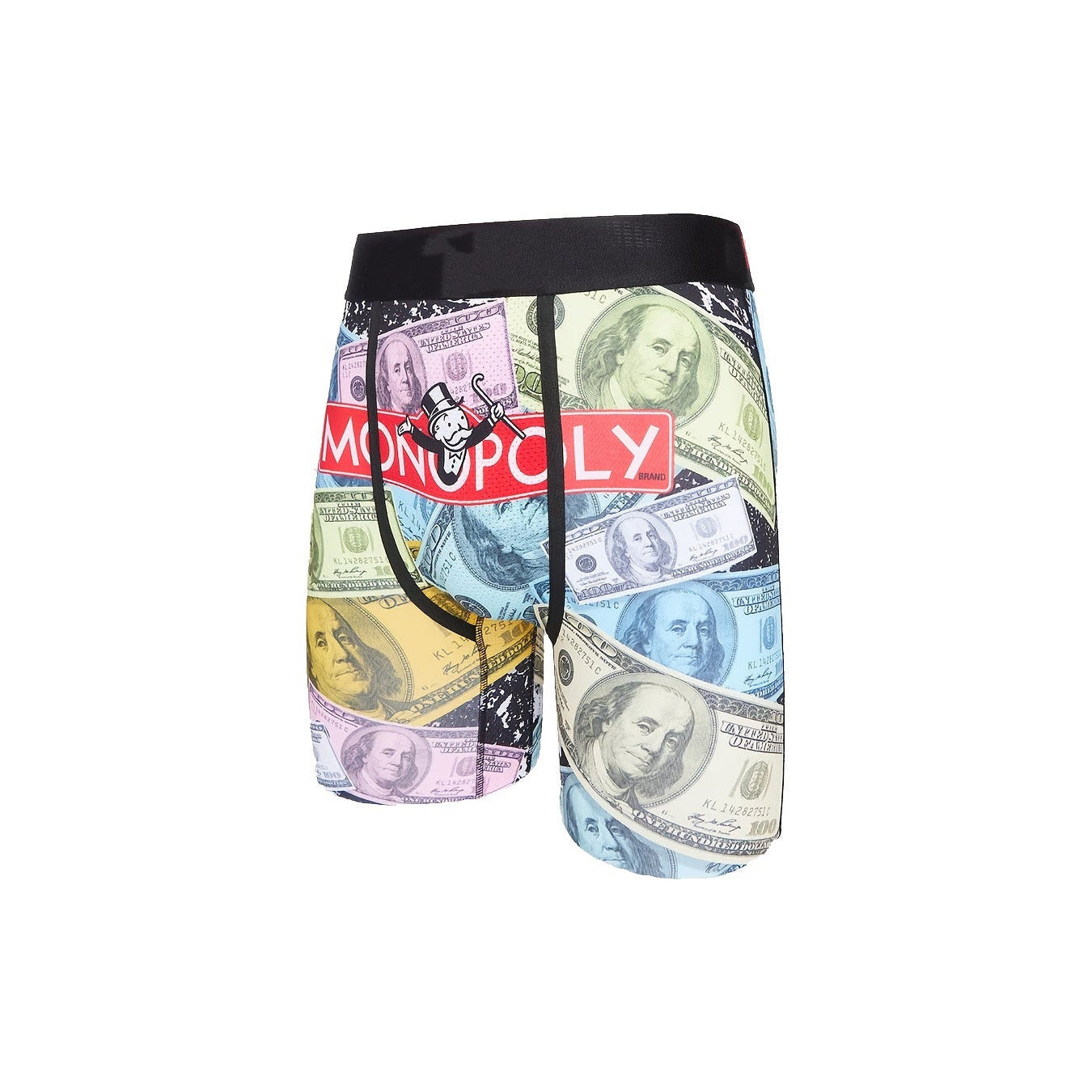 Men's boxers printed with colorful banknotes