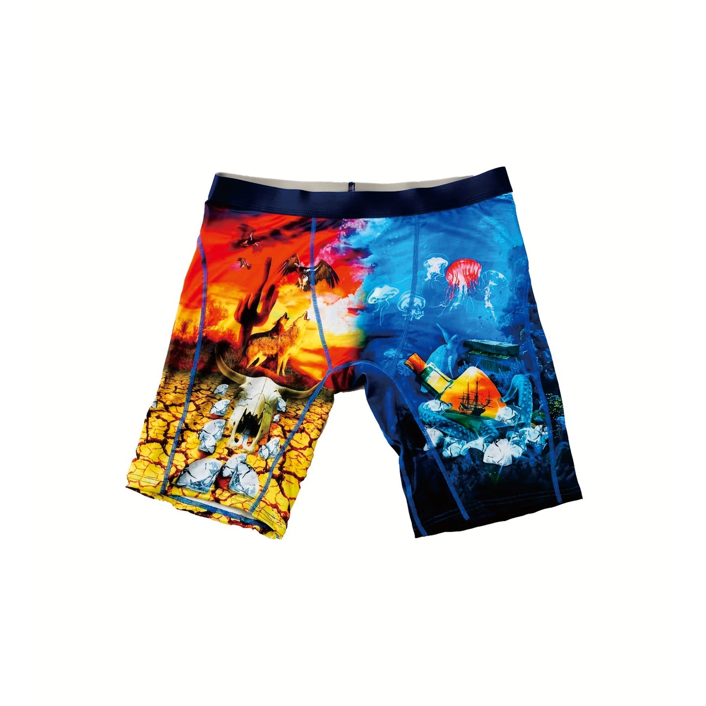 Water and Fire Double Side Printed Men's Underwear