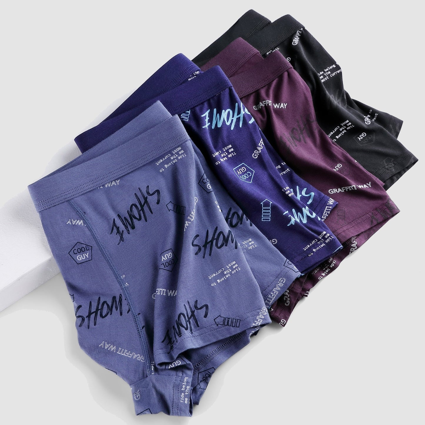 Men's Letter Printed Underwear(4pcs/pack)