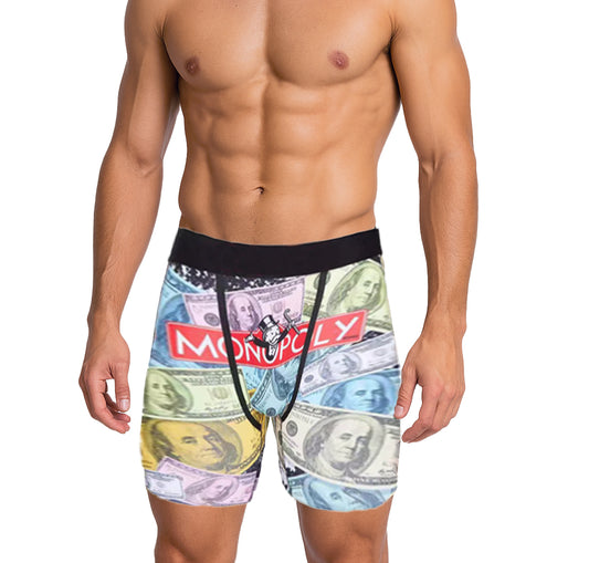 Men's boxers printed with colorful banknotes