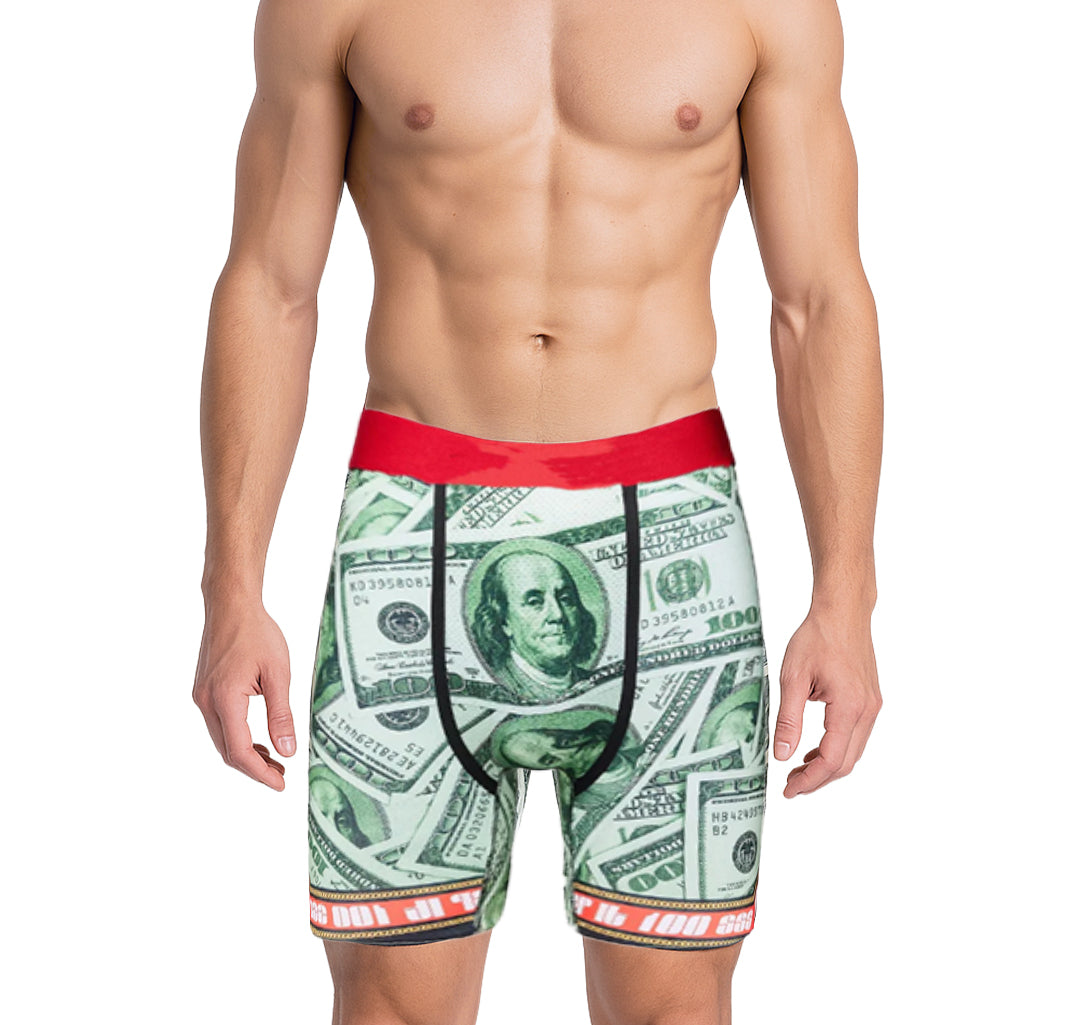 Men's boxer Underwear printed with green banknotes
