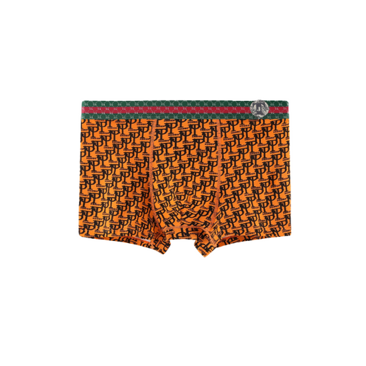 Orange background black text men's underwear
