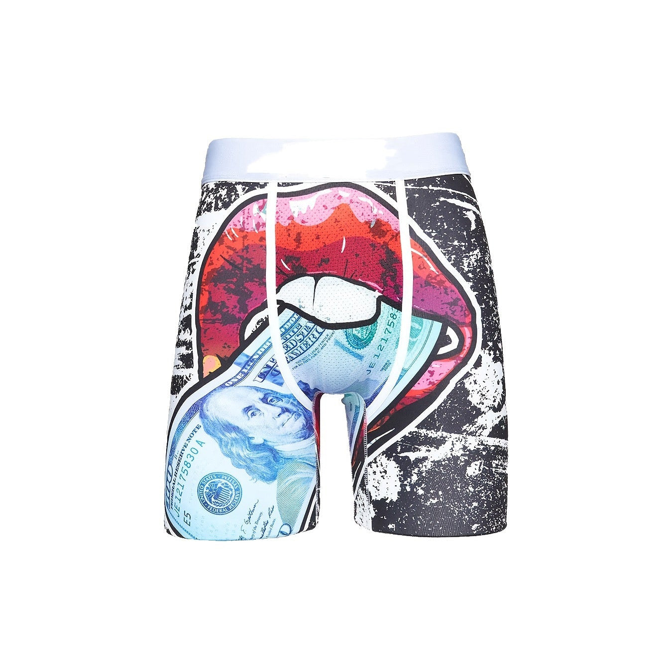 Men's boxer briefs in black print with lips