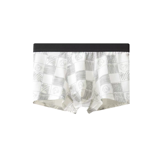 Gray and white checkered bear men's underwear